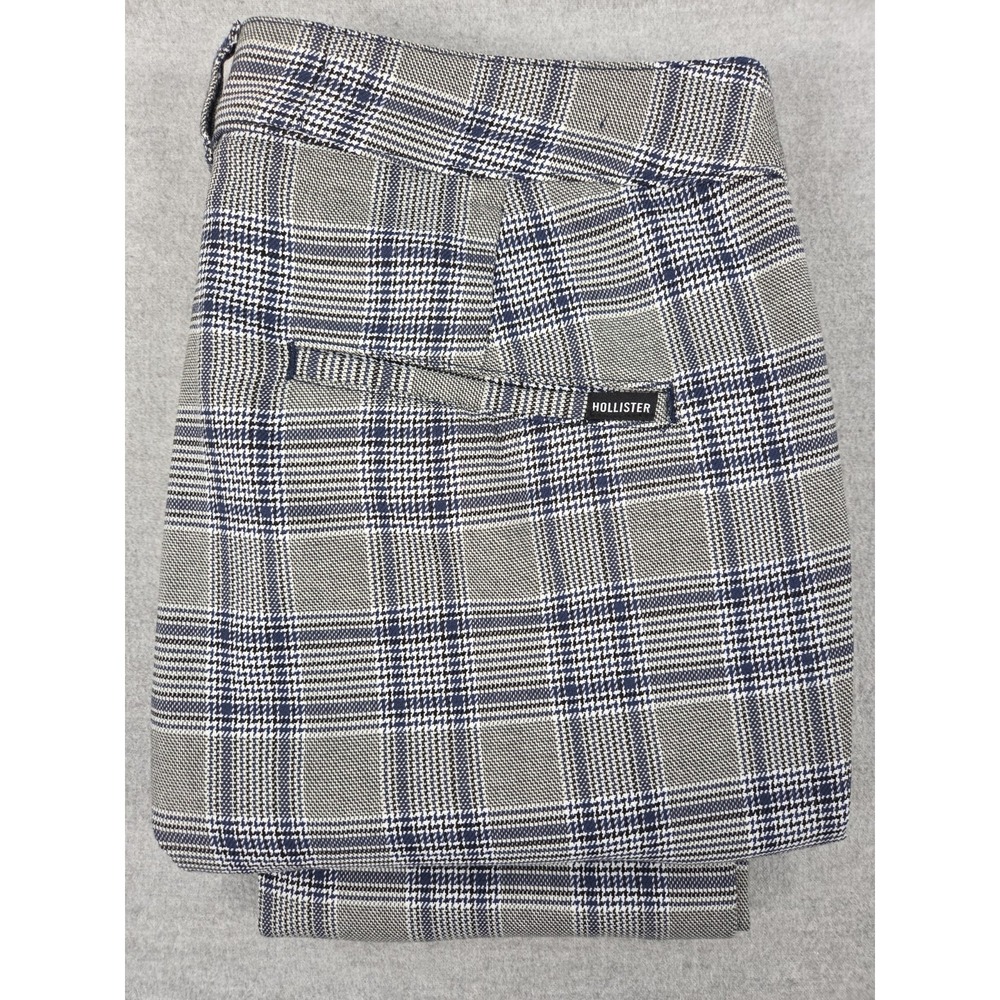 Hollister‎ Mens Pants 32x32 Blue Gray Plaid Epic Flex Skinny Chino Preppy Career